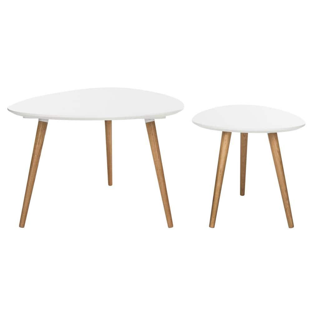 Saffron Split Coffee Table - White/Oak - Safavieh