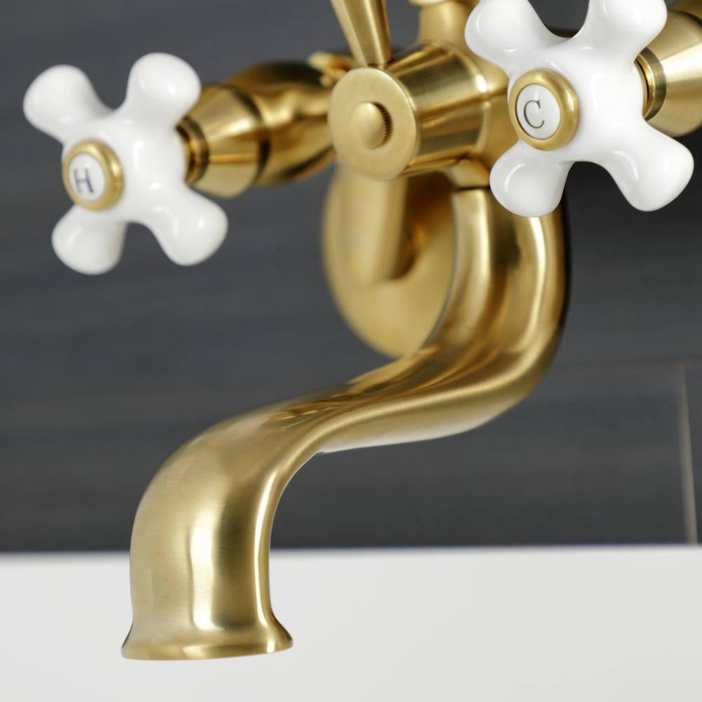 Kingston Brass Kingston Three-Handle 2-Hole Deck Mount Clawfoot Tub Faucet with Hand Shower