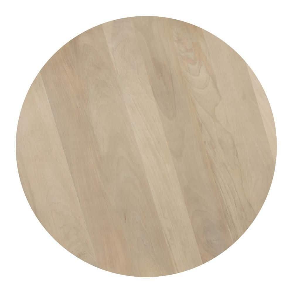 The Urban Port Hazel Coffee Table with 3 Pillar Legs, 35.5 Inch Round Top, Natural Brown Mango Wood