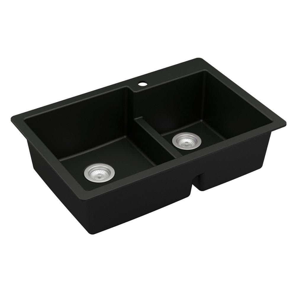 Karran Quartz 33'' X 22'' 60/40 Double Bowl Drop-in Kitchen Sink