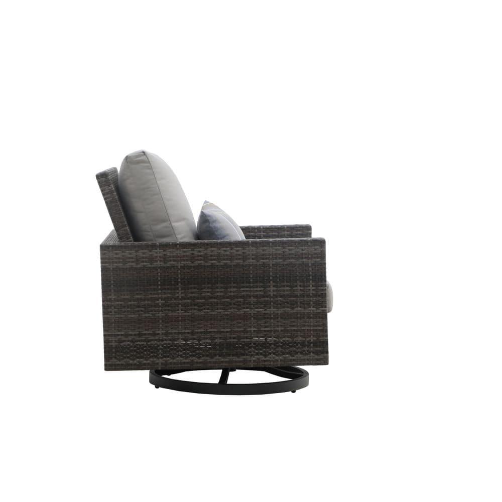 New Classic Furniture Bungalow 2pcs Metal/Wicker Patio Swivel Club Chair in Gray
