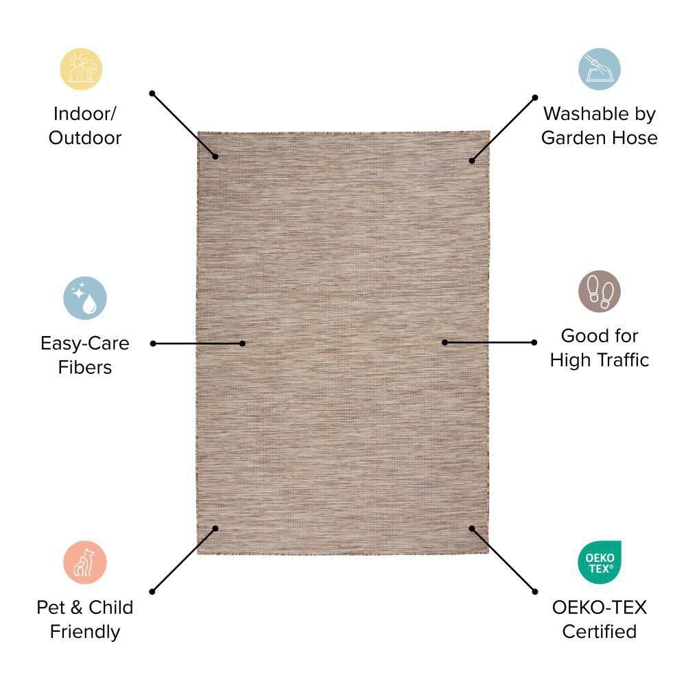 Nourison Positano 8' x 10' Beige Diamond Modern Flatweave Indoor/Outdoor Rug