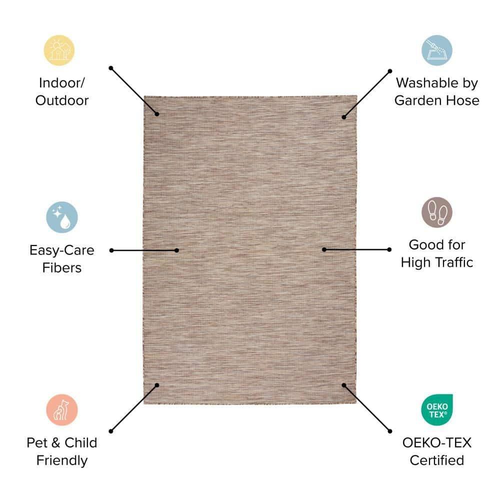 Nourison Positano 5' x 7' Charcoal Diamond Modern Flatweave Indoor/Outdoor Rug