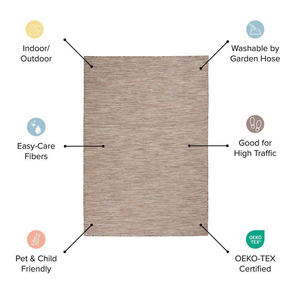 Nourison Positano Solid Flatweave Low Pile Indoor Outdoor Area Rug Green 7' x 10'