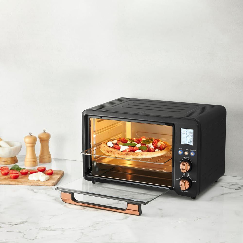 HADEN Haden Countertop 6 Slice Toaster Oven Air Fryer Combo for Kitchen, Black/Copper