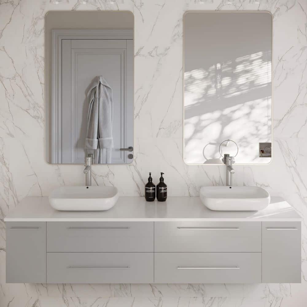 Lucera 72" Wall Mount Modern Bathroom Vanity with Top & Double Vessel Sinks - Faucets Not Included