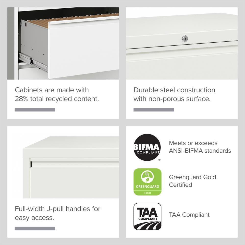 Hirsh 36-in Wide HL10000 Series 3 Drawer Metal Lateral File Cabinet White