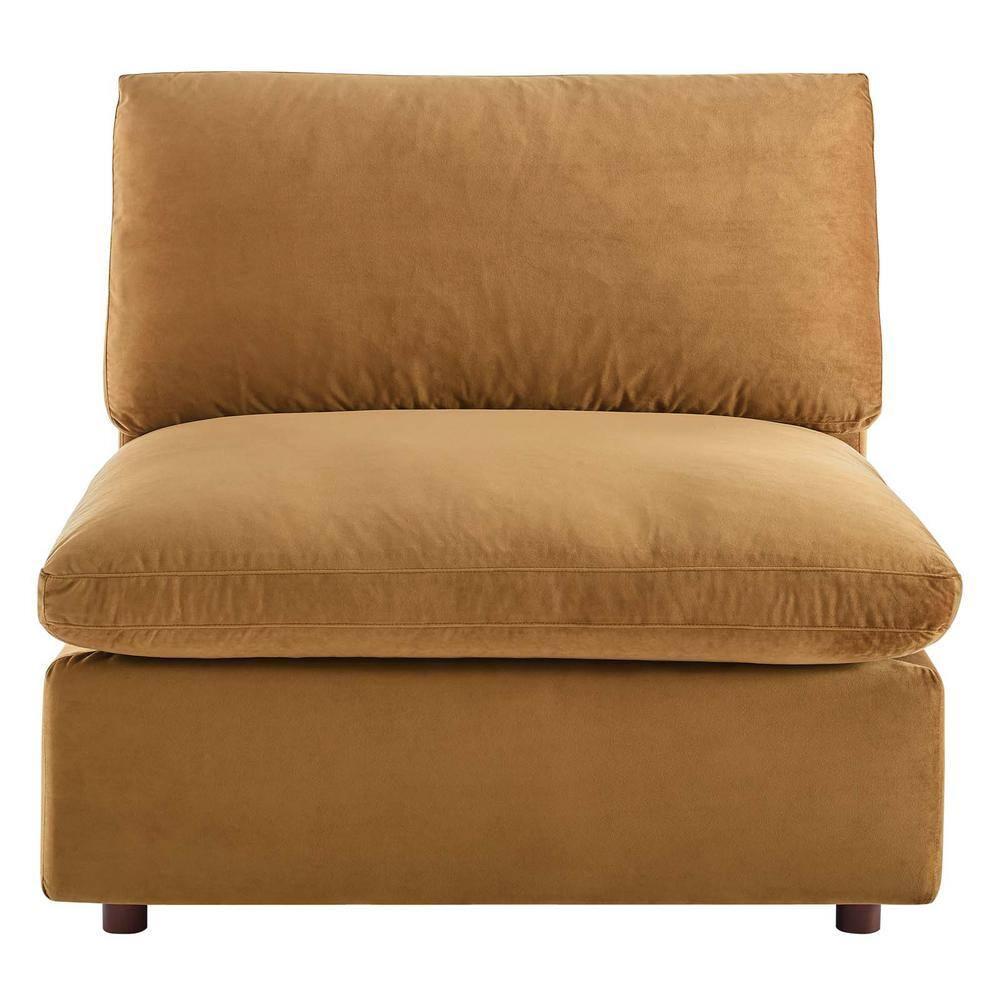Modway Commix Down Filled Overstuffed Performance Velvet Armless Chair in Cognac