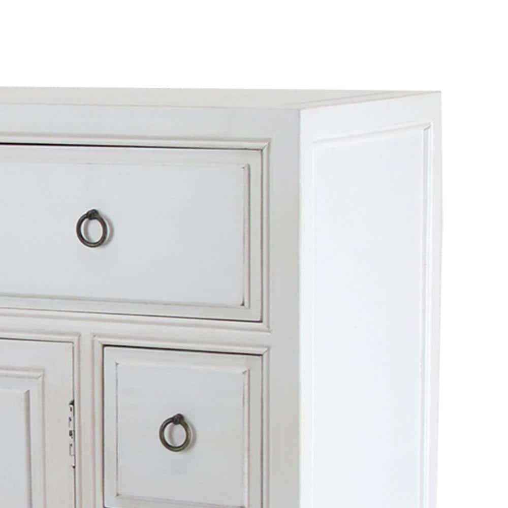 Benjara Wooden Chest with 8 Spacious Drawers and 1 Cabinet, White