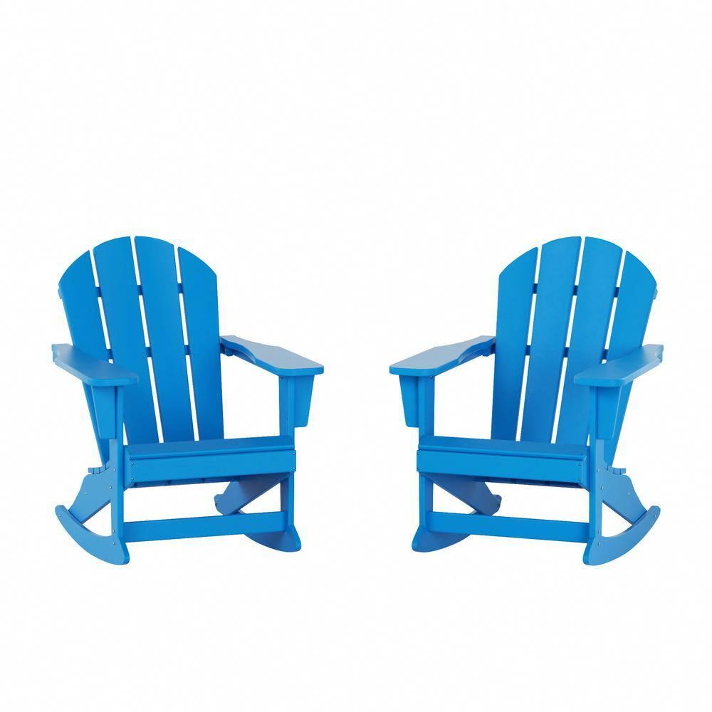 JUSTLET Plastic Adirondack Rocking Chair,HDPE All-Weather Outdoor Rocking Adirondack Chair for Porch, Patio, Balcony,Tiffany