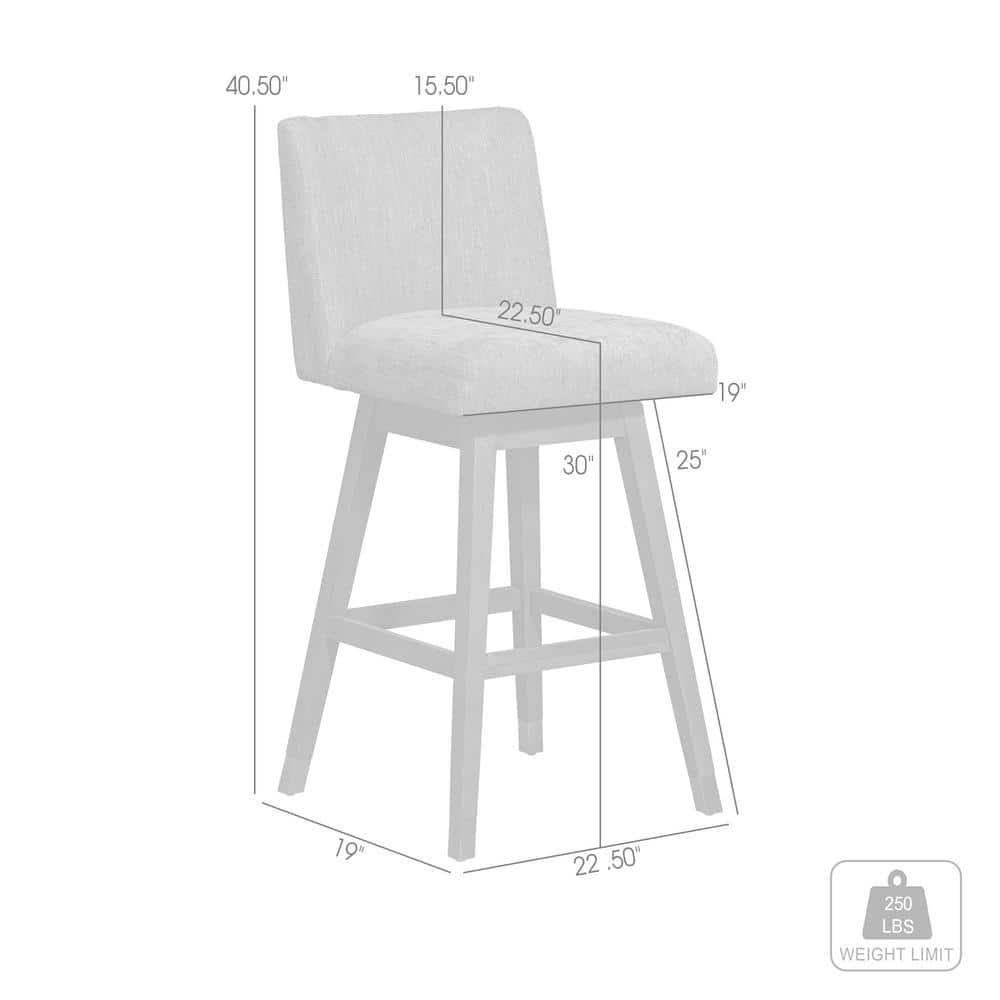 Armen Living Basila Wood Finish with Fabric Swivel Barstool Gray Oak