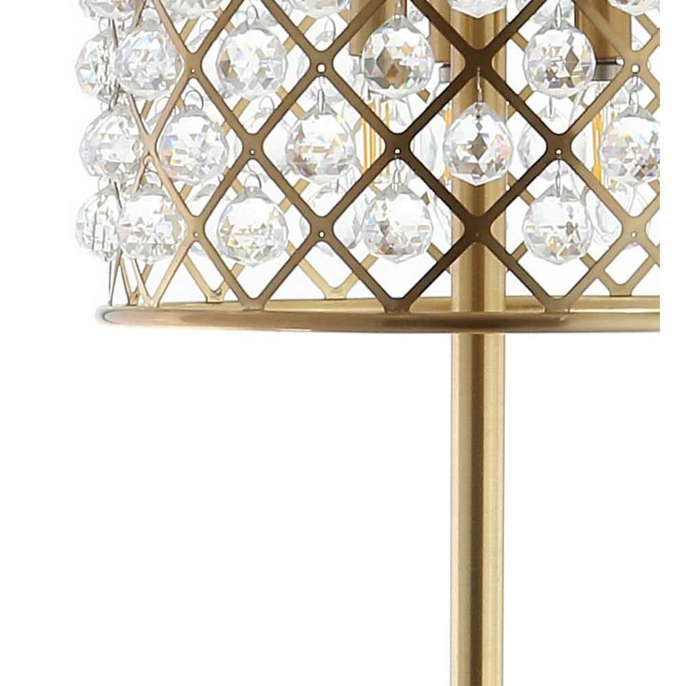 JONATHAN Y JYL9000A Elizabeth 60" Crystal/Metal LED Floor Lamp, Contemporary, Transitional for living room, dinning room, bedroom, office Bulb Included, Brass Gold/Clear