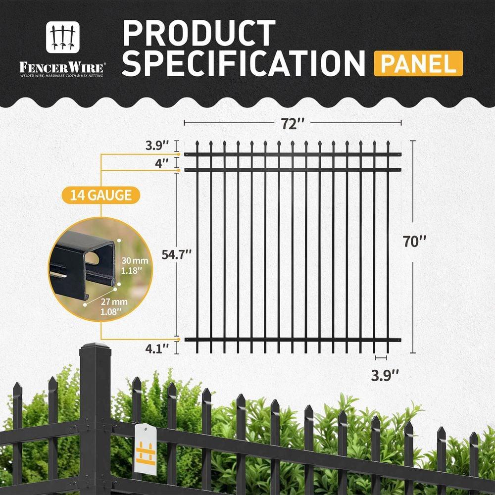 Fencer Wire Fencer Wire 4/ 5/ 6FT H X 6FT W Heavy Duty Pinnacle Fence Barrier Panel, Anti-Rust Metal Fencing Panel