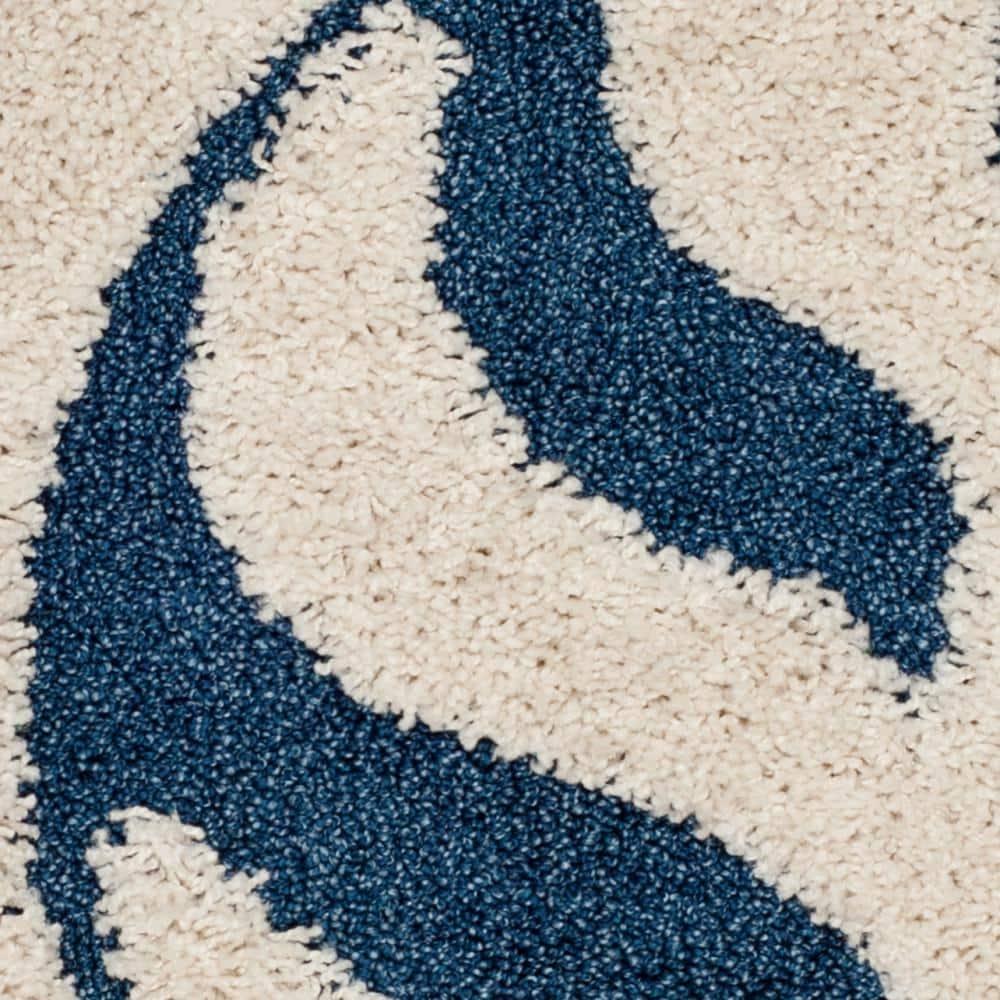 Florida Shag SG468 Power Loomed Indoor Accent Rug - Cream/Blue - 2'3"x4' - Safavieh.