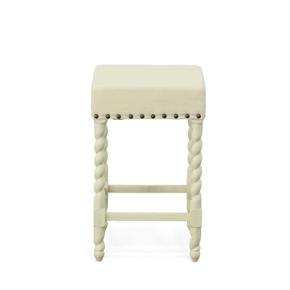 Carolina Living Remick 24" Counter Stool - Vintage White - Linen Upholstery