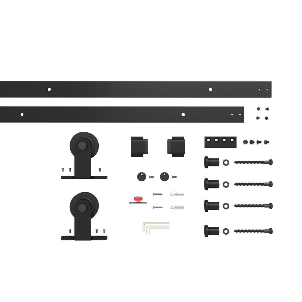 Calhome 84'' Solid Core Glass with Installation Hardware Kit Barn Door