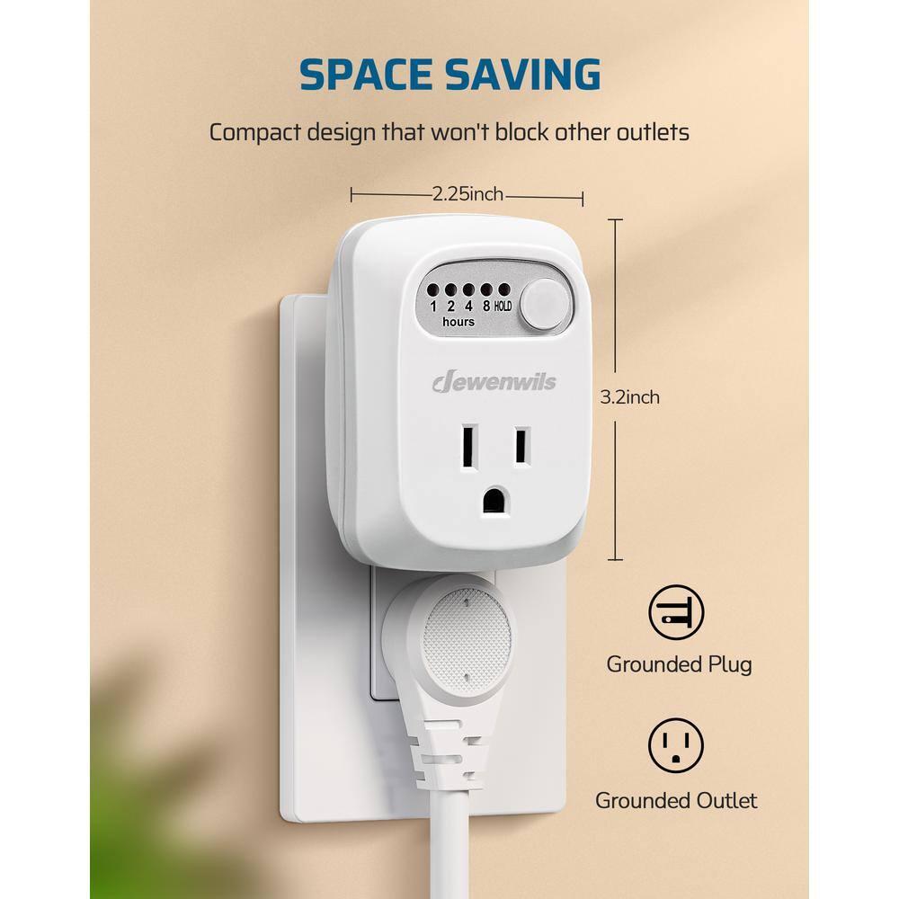 Indoor Countdown Timer Outlet, Timers for Electrical Outlets, Auto Shut Off Safety Outlet, 1-3-Prong Grounded Outlet