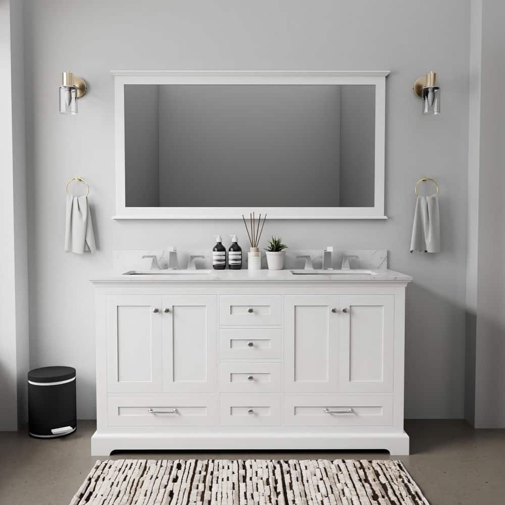 Lexora Home Dukes 60" Double Vanity with Mirror in White