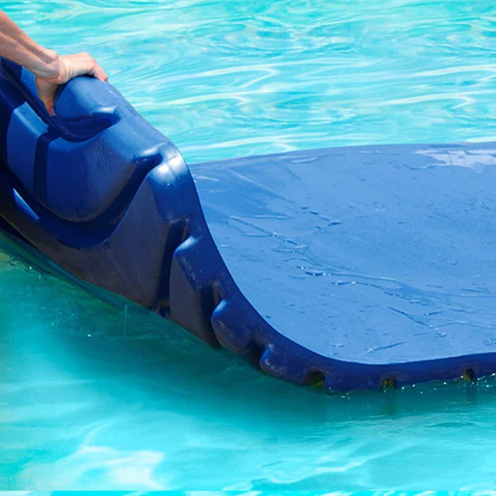Big Joe Aquaria Roll Up Padded Soft Ripple Wave Floating Water Lounge Raft with Aqua Cell Foam Full Body Support for Swimming Pools, Blue