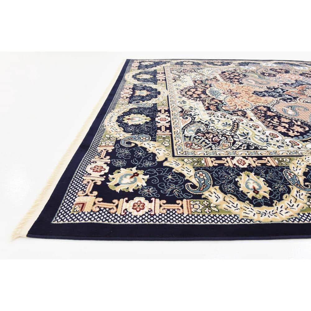 Narenj Collection Area Rug - Glasgow (7 ft. 10 in. x 10 ft. Rectangle Navy Blue/Blue)