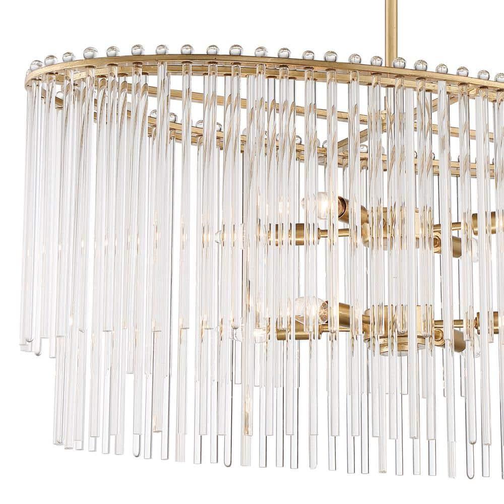 Crystorama Bleecker 8 Light Antique Gold Chandelier - 36'' W x 16'' H
