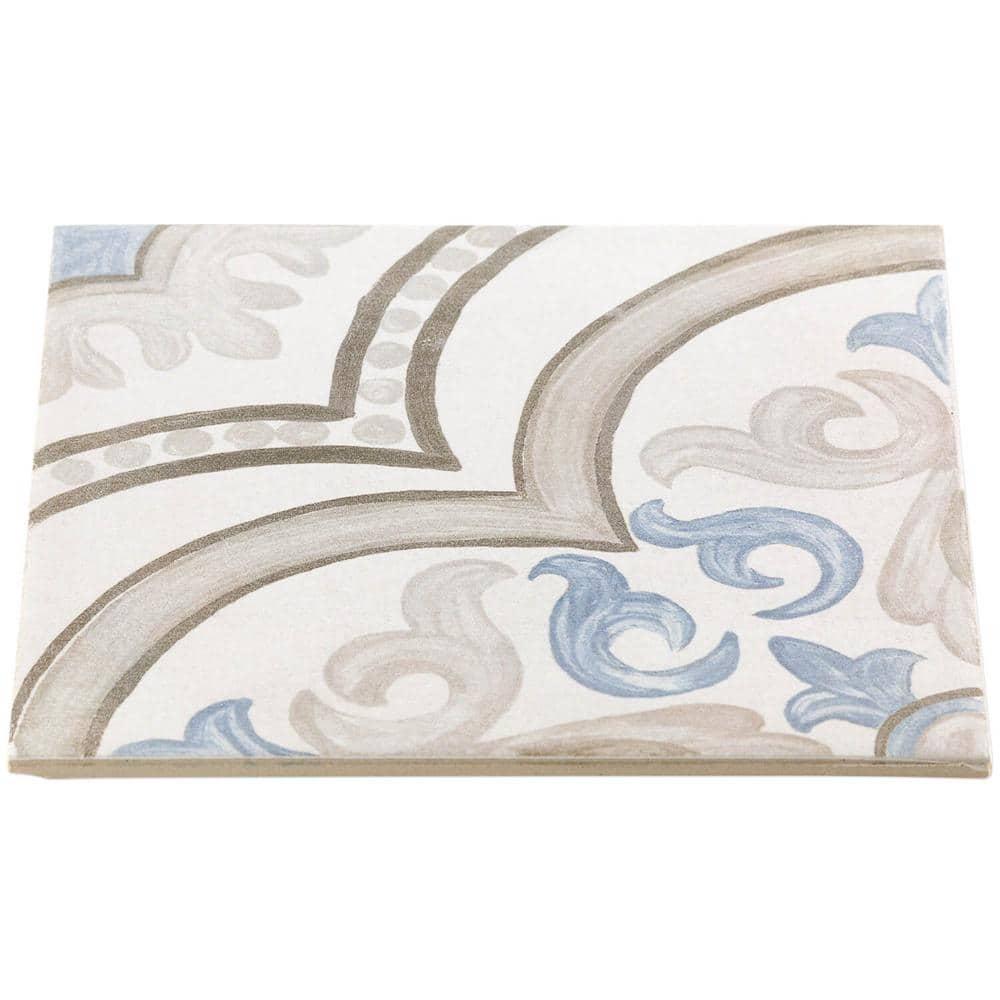 Bond Tile Valencia Daiza 8" x 8" Porcelain Field Tile in Matte Gray/Blue