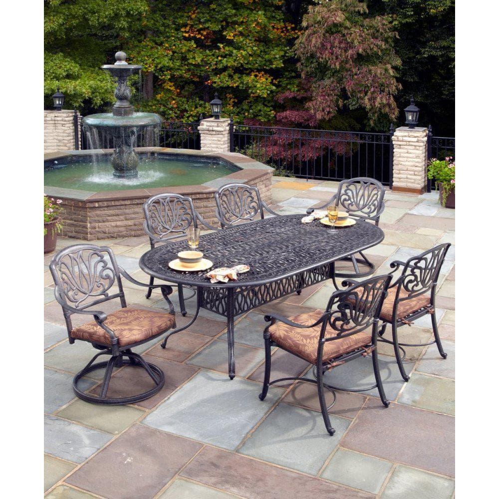 Homestyles Capri Aluminum Outdoor Dining Table in Charcoal