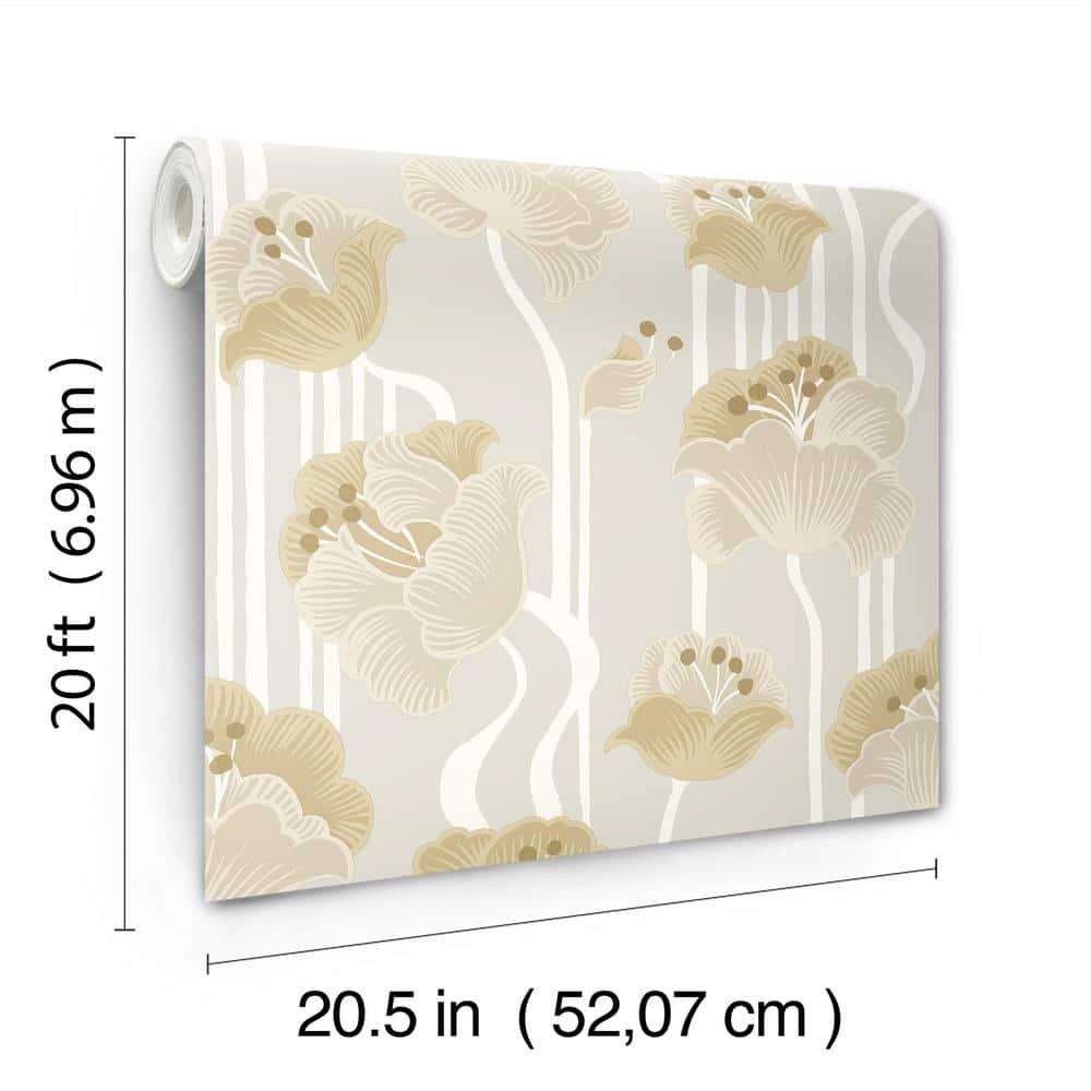 Shirley Coral Deco Floral Peel and Stick Wallpaper