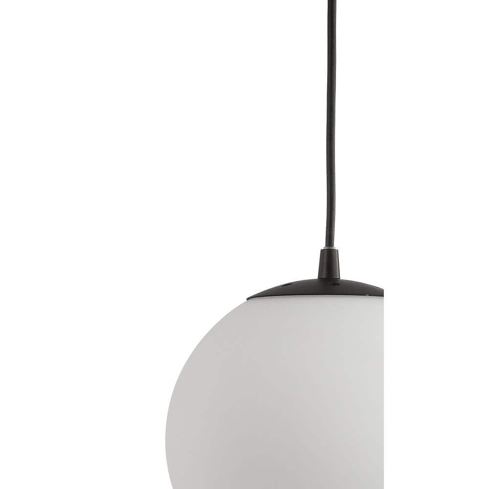 Bleecker 7.75" Metal/Glass Globe LED Pendant, White/Oil Rubbed Bronze