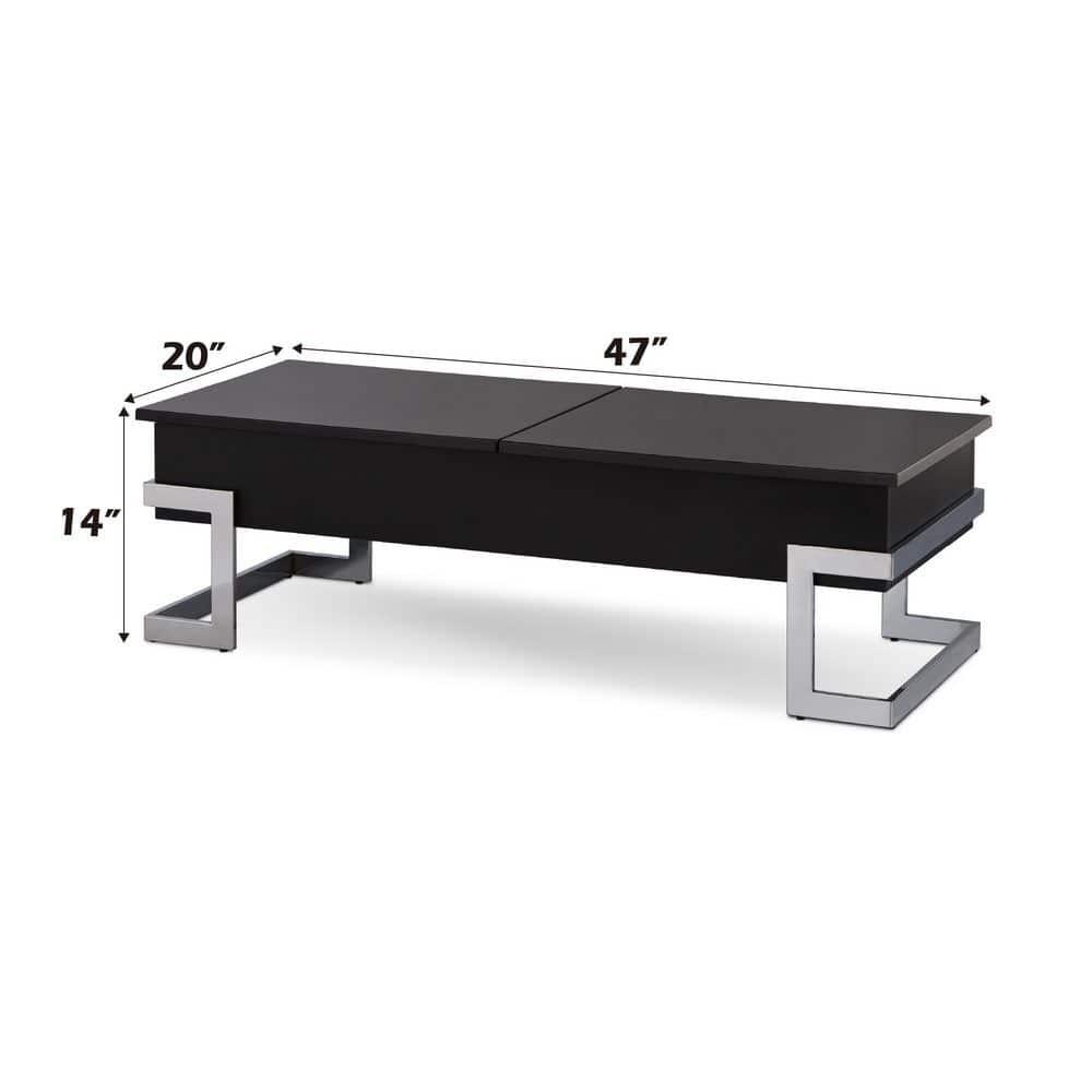 ACME Calnan Rectangular Lift Top Coffee Table in Black and Chrome