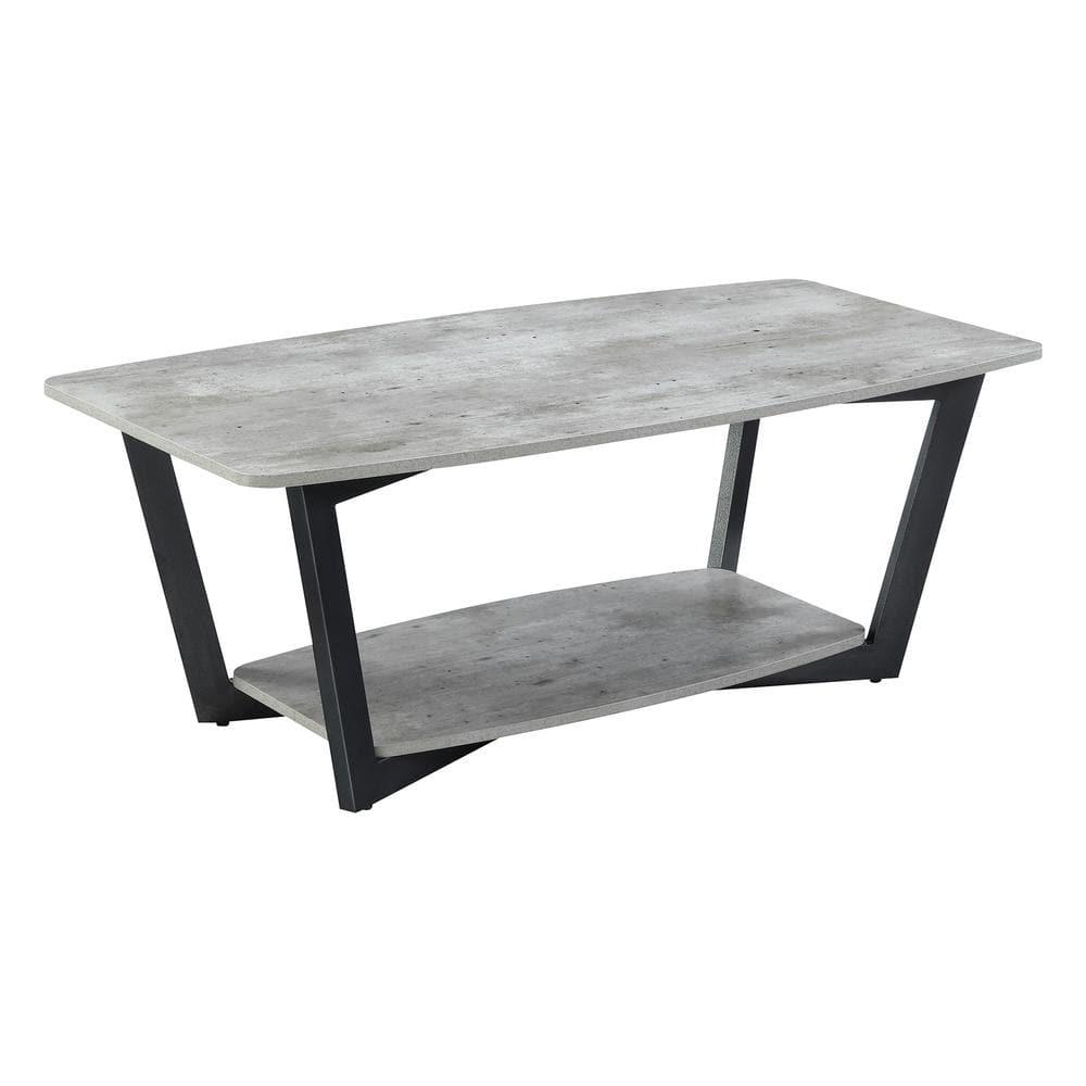 Convenience Concepts Graystone Coffee Table with Shelf, Faux Birch/Slate Gray
