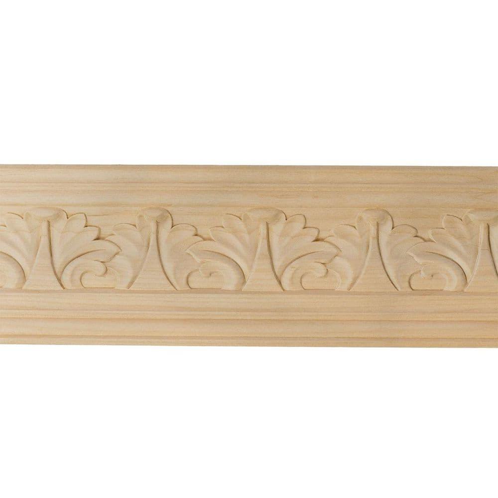 Ekena Millwork Acanthus Leaf Carved Wood Crown Moulding, Maple
