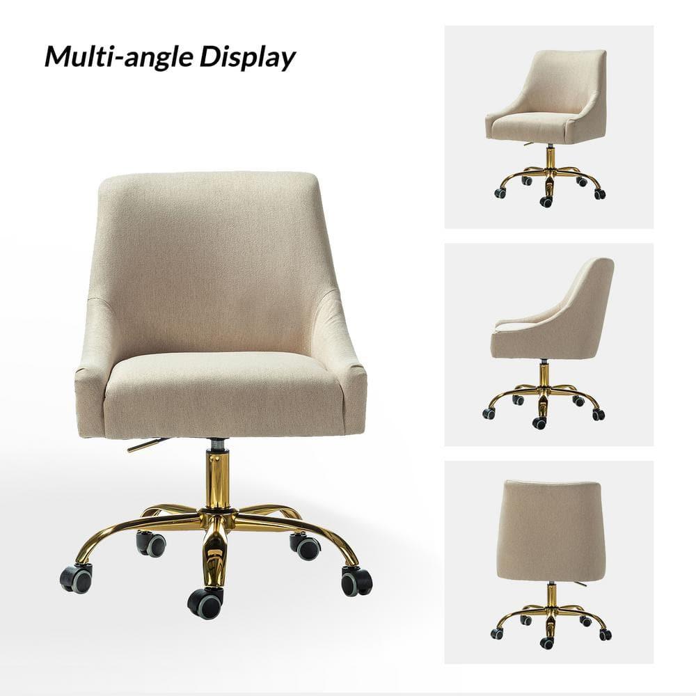 HULALA HOME Carina Modern Upholstery Task Chair with Golden Base by  Tan