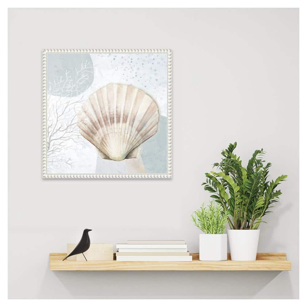 Amanti Art Ocean Oasis Bubbles Blush Scallop by Patricia Pinto Canvas Wall Art Print Framed 16 x 16-in.