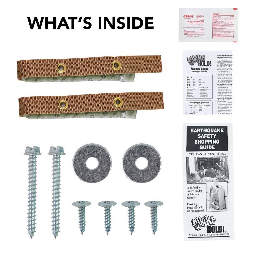 Oak 15-inch Self-Adhesive Furniture Safety Straps