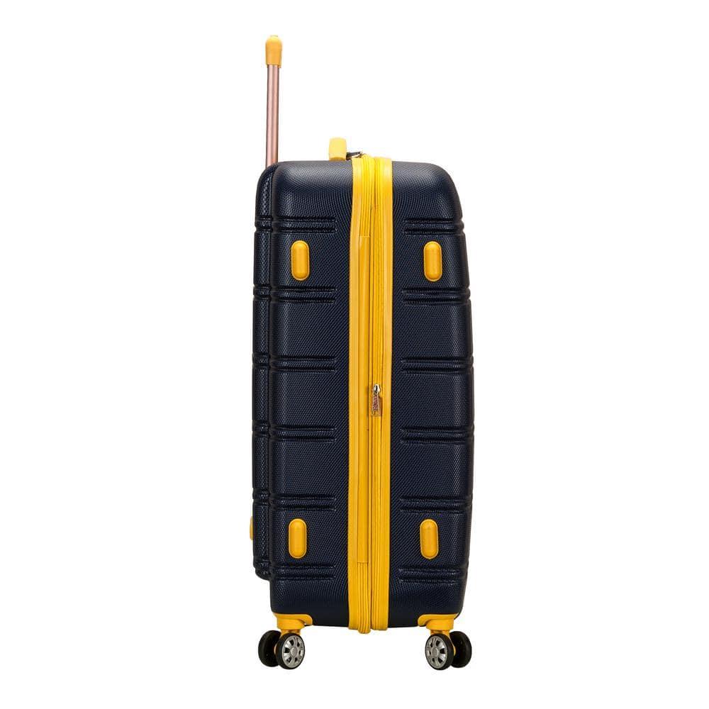 Rockland Melbourne Hardside Expandable Luggage with Spinner Wheels Navy Checked Large 28"