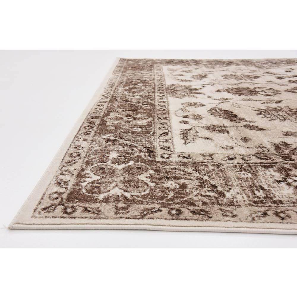Ivory and Brown Synthetic Stain-Resistant Rectangular Area Rug