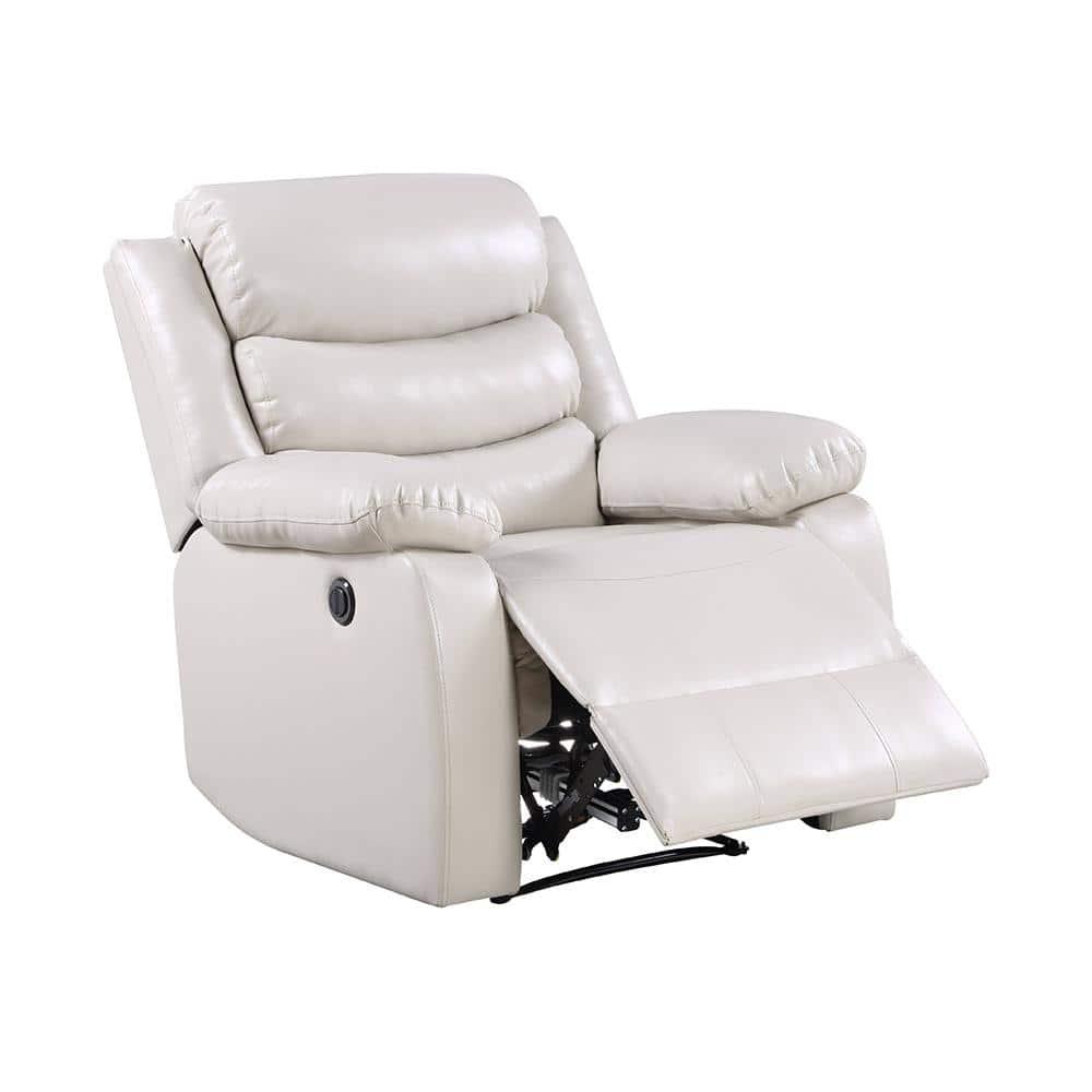 39" Eilbra PU Accent Chair Beige - Acme Furniture: Smooth Faux Leather, Pocket Coil Seating
