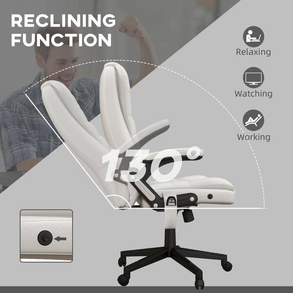 HOMCOM High-Back Massage Office Chair, Heated Reclining Computer Chair with Remote, White