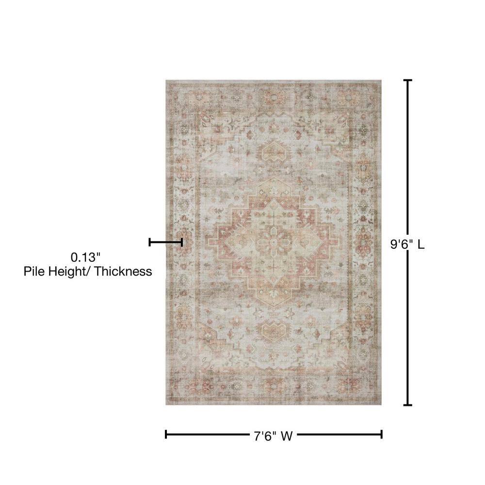 Sage and Multicolor Medallion Synthetic Rectangular Area Rug