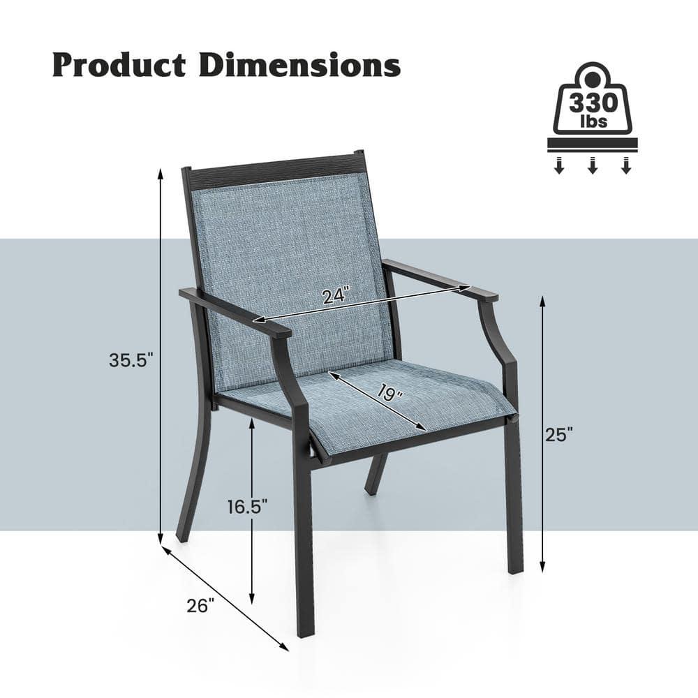 Kadyn Patio Furniture Set, 4 Piece Patio Dining Chairs Large Outdoor Chairs with Breathable Seat and Metal Frame-Blue, Patio Bistro Set, All-Weather Wicker Conversation Set