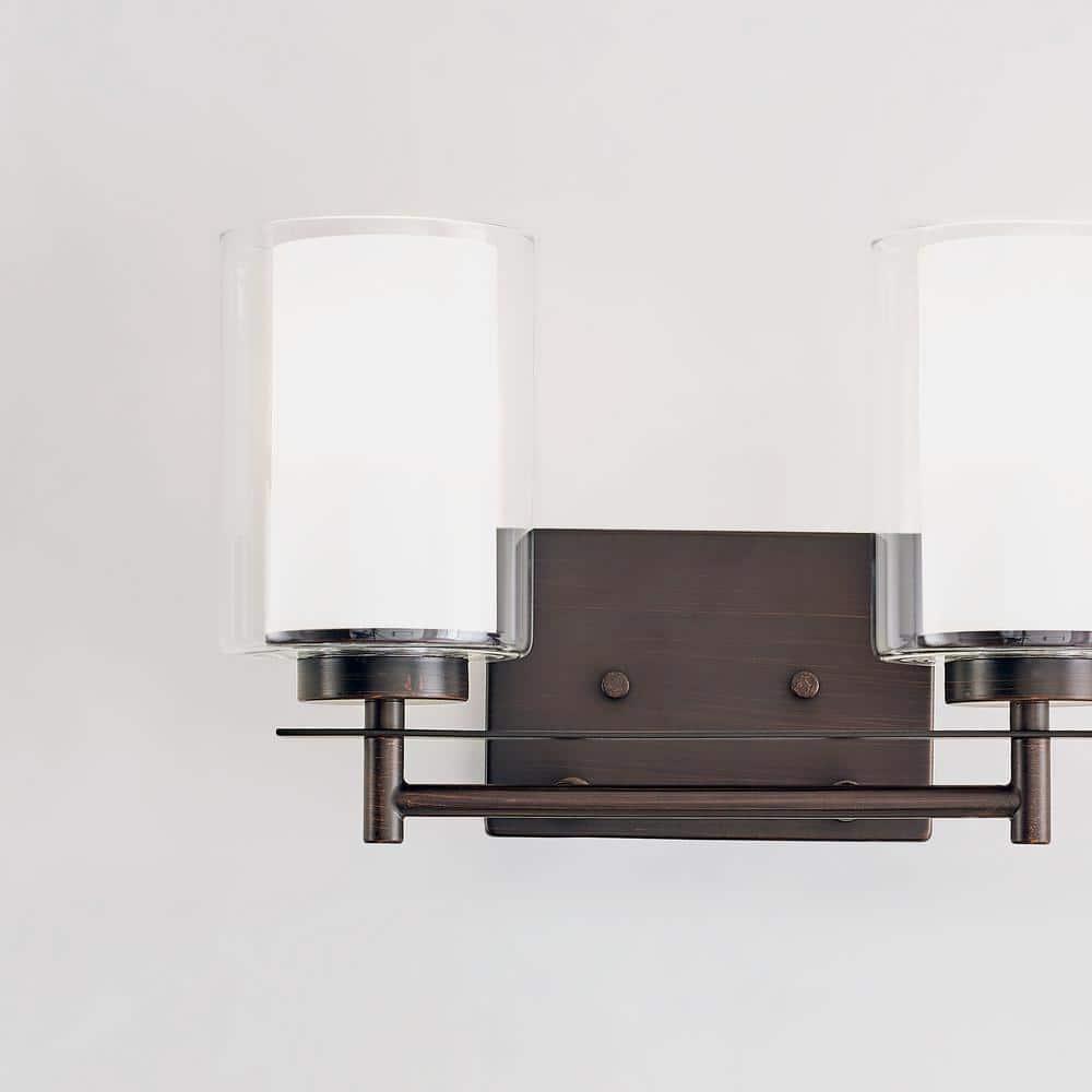 Generation Lighting 4437302-710 Elmwood Park Two - Light Wall/Bath Vanity Style Fixture, Bronze