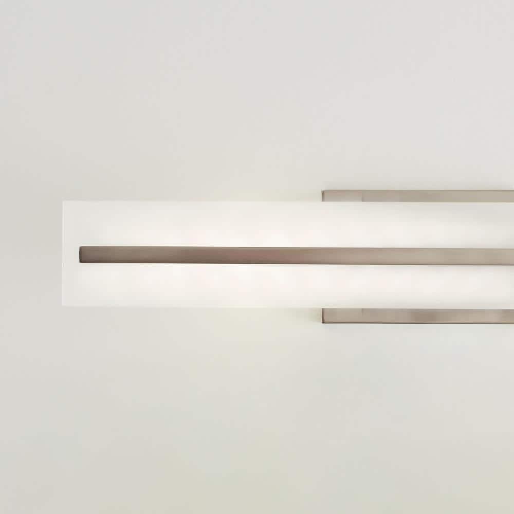 Modern Brushed Nickel 2-Light Bath Vanity with Satin Etched Glass