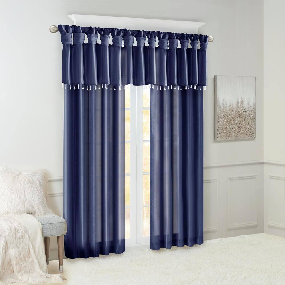 Madison Park Emilia Lightweight Faux Silk Single Valance with Beads