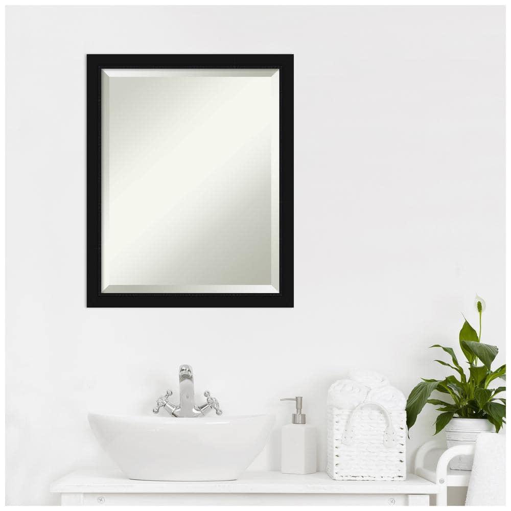 Amanti Art Beveled Bathroom Wall Mirror - Avon Frame Avon Black Narrow Outer Size: 18 x 22 in