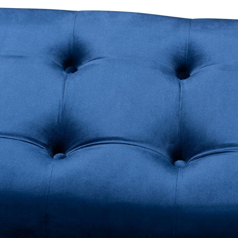 Perret Modern and Contemporary Royal Blue Velvet Fabric Upholstered Espresso Finished Wood Bench