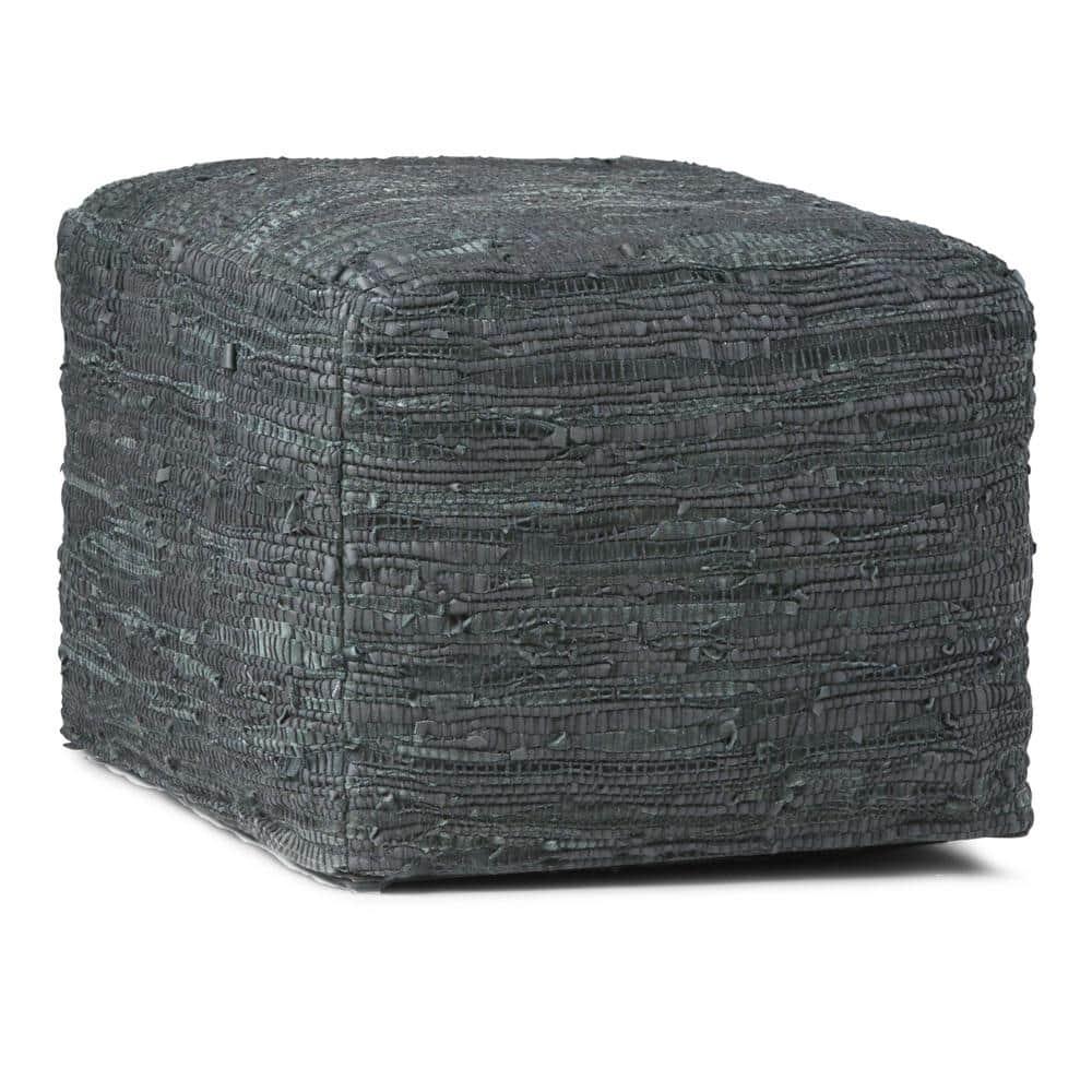 Simpli Home Fredrik 18"W Genuine Buffalo Leather Square Pouf & Reviews | Wayfair