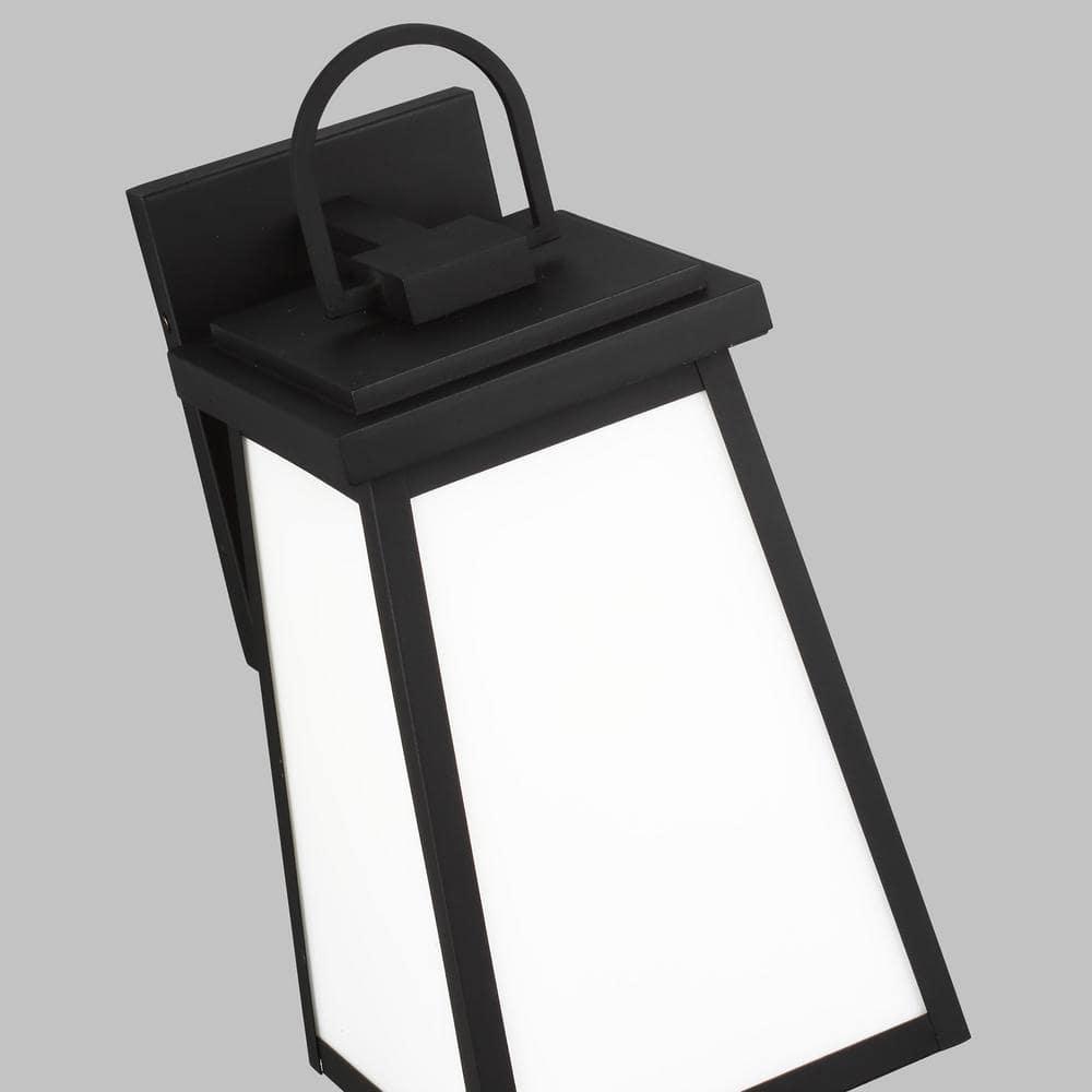 Founders Large 1-Light Black Transitional Exterior Outdoor Wall Sconce with Clear and White Glass Panels Included
