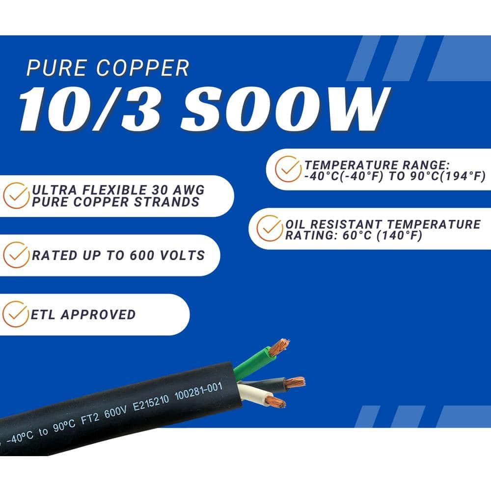 75 ft. Black 10-Gauge Copper SOOW Outdoor Cable