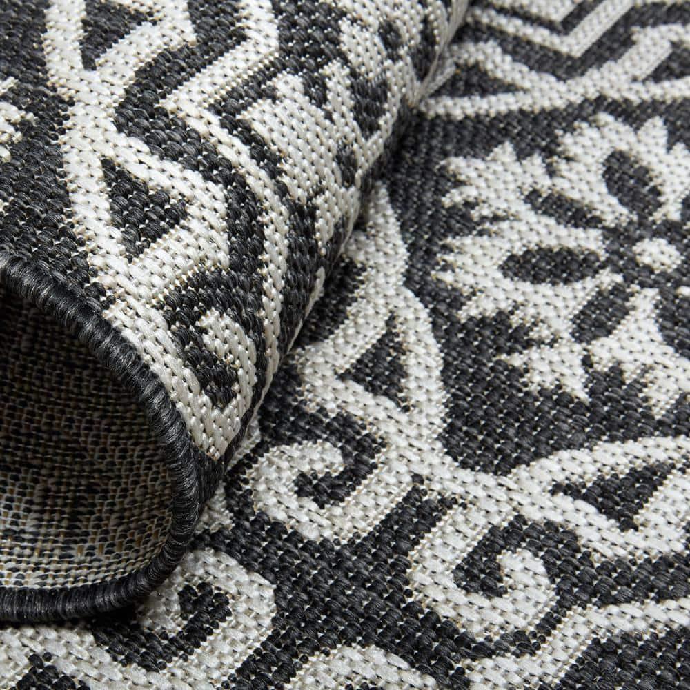 Nicole Miller New York Patio Country Danica Geometric Indoor/Outdoor Area Rug, Black/Grey